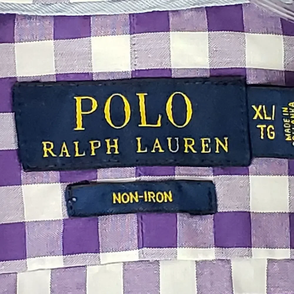 Polo Ralph Lauren Shirt Oxford Men's Size XL Purple Plaid LS Button Down